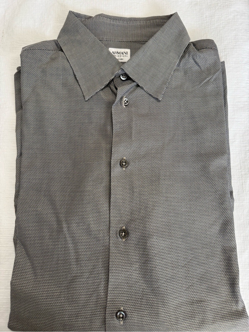 Armani Collezioni Men's Light Gray Dress Shirt XL Button Shirt